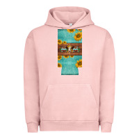 Pigment Salmon mom hereford cattle sunflowers on tooled leather slim can cooler Urban Hoodie - BarkalooDesign