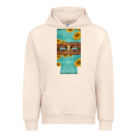 Sandshell mom hereford cattle sunflowers on tooled leather slim can cooler Urban Hoodie - BarkalooDesign
