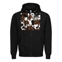 Black cowhide and leopard pattern Zipper Hoodie - RanaPortraitStore