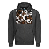 Charcoal Heather cowhide and leopard pattern Zipper Hoodie - RanaPortraitStore