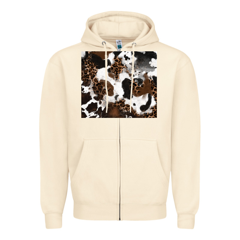 Cowhide And Leopard Pattern Zipper Hoodie by RanaPortraitStore | Teevron