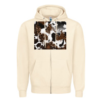 Sandshell cowhide and leopard pattern Zipper Hoodie - RanaPortraitStore