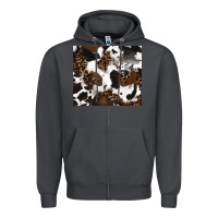 Smoke cowhide and leopard pattern Zipper Hoodie - RanaPortraitStore
