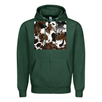 Sports Green cowhide and leopard pattern Zipper Hoodie - RanaPortraitStore
