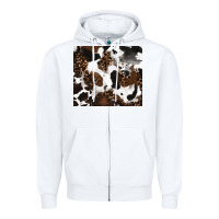 White cowhide and leopard pattern Zipper Hoodie - RanaPortraitStore