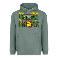 Sage softball mama with leopard Heavyweight Hoodie - Zillion Design Studio