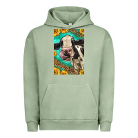 Pigment Oil Green Western Holstein Cow Urban Hoodie - LillyAllenDesigns