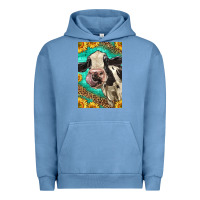 Pigment Pebble Blue Western Holstein Cow Urban Hoodie - LillyAllenDesigns