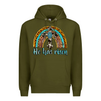Army Green he has risen rainbow Premium Hoodie - AdoDesignShop