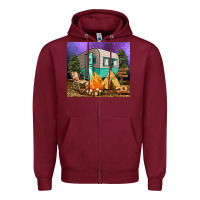 Burgundy camping Zipper Hoodie - RanaPortraitStore