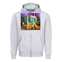 Heather Grey camping Zipper Hoodie - RanaPortraitStore
