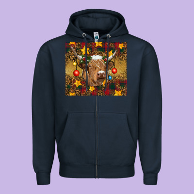 Zipper Hoodie Christmas cow