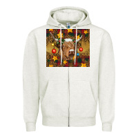 Oatmeal Heather Christmas cow Zipper Hoodie - RanaPortraitStore