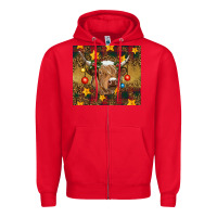 Red Christmas cow Zipper Hoodie - RanaPortraitStore