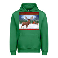 Emerald christmas reindeer red barn country farm christmas Urban Hoodie - BarkalooDesign