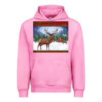Fuchsia Pink christmas reindeer red barn country farm christmas Urban Hoodie - BarkalooDesign