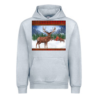 Heather Grey christmas reindeer red barn country farm christmas Urban Hoodie - BarkalooDesign