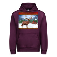 Mauve Wine christmas reindeer red barn country farm christmas Urban Hoodie - BarkalooDesign