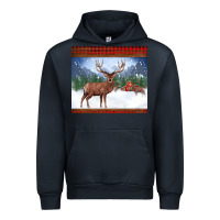 Navy christmas reindeer red barn country farm christmas Urban Hoodie - BarkalooDesign