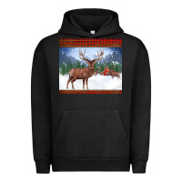 Pigment Black christmas reindeer red barn country farm christmas Urban Hoodie - BarkalooDesign