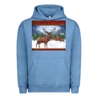 Pigment Pebble Blue christmas reindeer red barn country farm christmas Urban Hoodie - BarkalooDesign