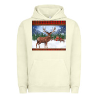 Pigment Pistachio christmas reindeer red barn country farm christmas Urban Hoodie - BarkalooDesign