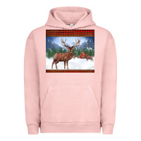 Pigment Salmon christmas reindeer red barn country farm christmas Urban Hoodie - BarkalooDesign