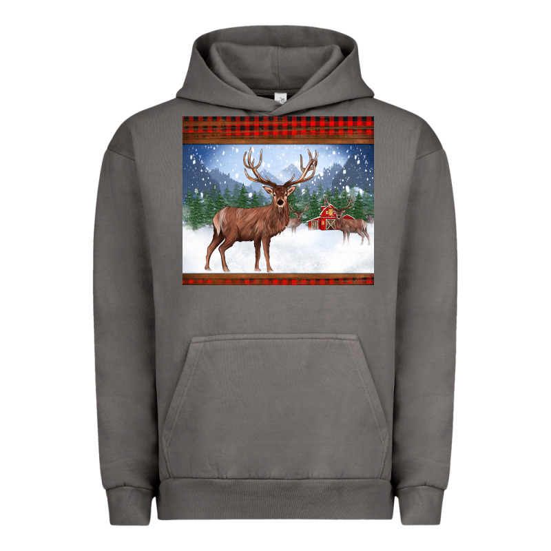 Christmas Reindeer Red Barn Country Farm Christmas Urban Hoodie by BarkalooDesign | Teevron