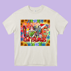 Love Christmas Gnome Heavy Core Tee Designed By Cowhidedigitalart