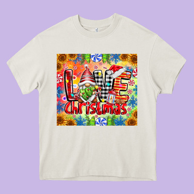 Love Christmas Gnome Heavy Core Tee Designed By Cowhidedigitalart