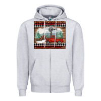 Heather Grey christmas farm and truck Zipper Hoodie - RanaPortraitStore