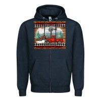 Navy christmas farm and truck Zipper Hoodie - RanaPortraitStore