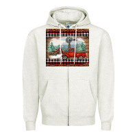 Oatmeal Heather christmas farm and truck Zipper Hoodie - RanaPortraitStore