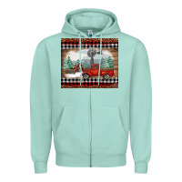 Seafoam christmas farm and truck Zipper Hoodie - RanaPortraitStore
