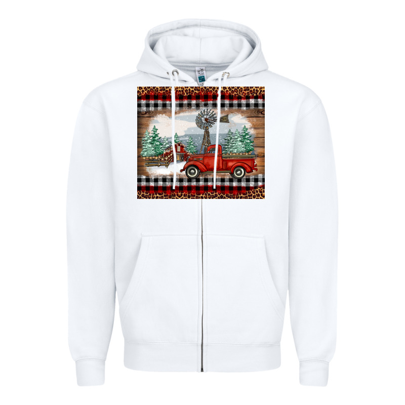 Christmas Farm And Truck Zipper Hoodie by RanaPortraitStore | Teevron