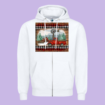 Zipper Hoodie christmas farm and truck