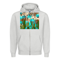 Dove Grey cactus turquoise leopard cowhide tumbler rana Zipper Hoodie - RanaPortraitStore