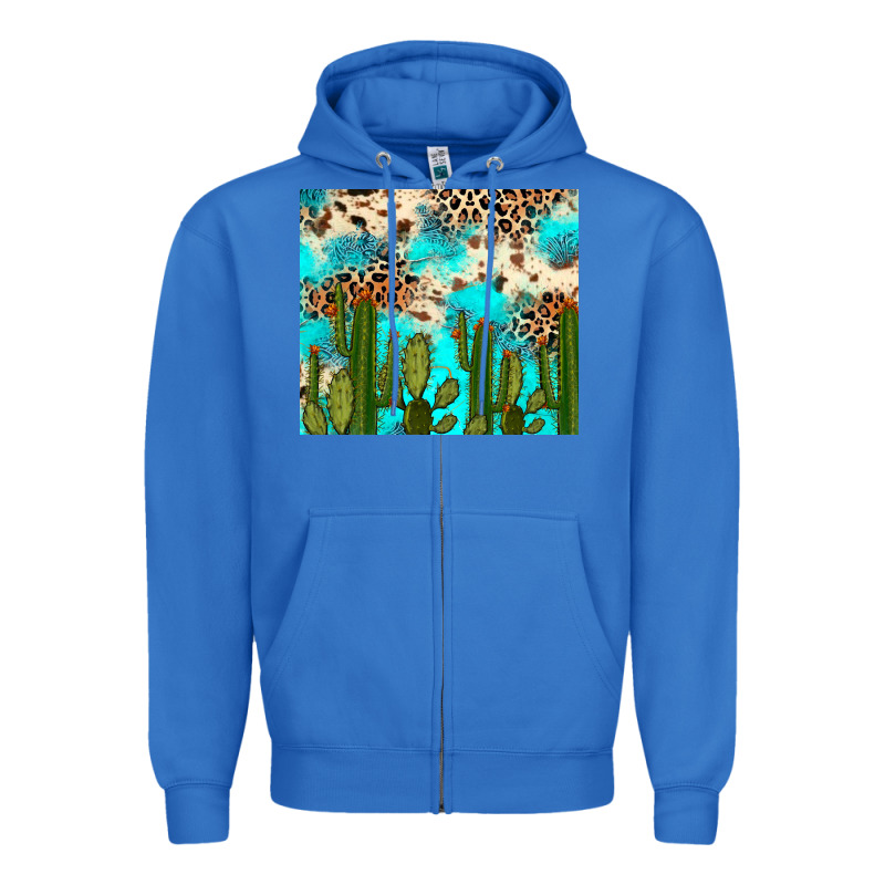 Cactus Turquoise Leopard Cowhide Tumbler Rana Zipper Hoodie by RanaPortraitStore | Teevron