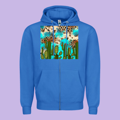 Zipper Hoodie cactus turquoise leopard cowhide tumbler rana