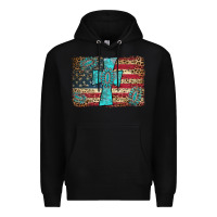 Black flag and turquoise cross Premium Hoodie - AdoDesignShop