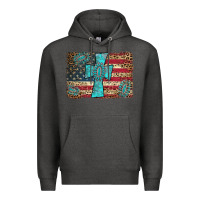 Charcoal Heather flag and turquoise cross Premium Hoodie - AdoDesignShop