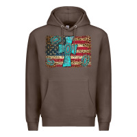 Coffee flag and turquoise cross Premium Hoodie - AdoDesignShop