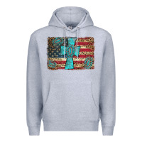 Heather Grey flag and turquoise cross Premium Hoodie - AdoDesignShop