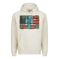 Oatmeal Heather flag and turquoise cross Premium Hoodie - AdoDesignShop