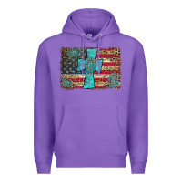 Purple flag and turquoise cross Premium Hoodie - AdoDesignShop