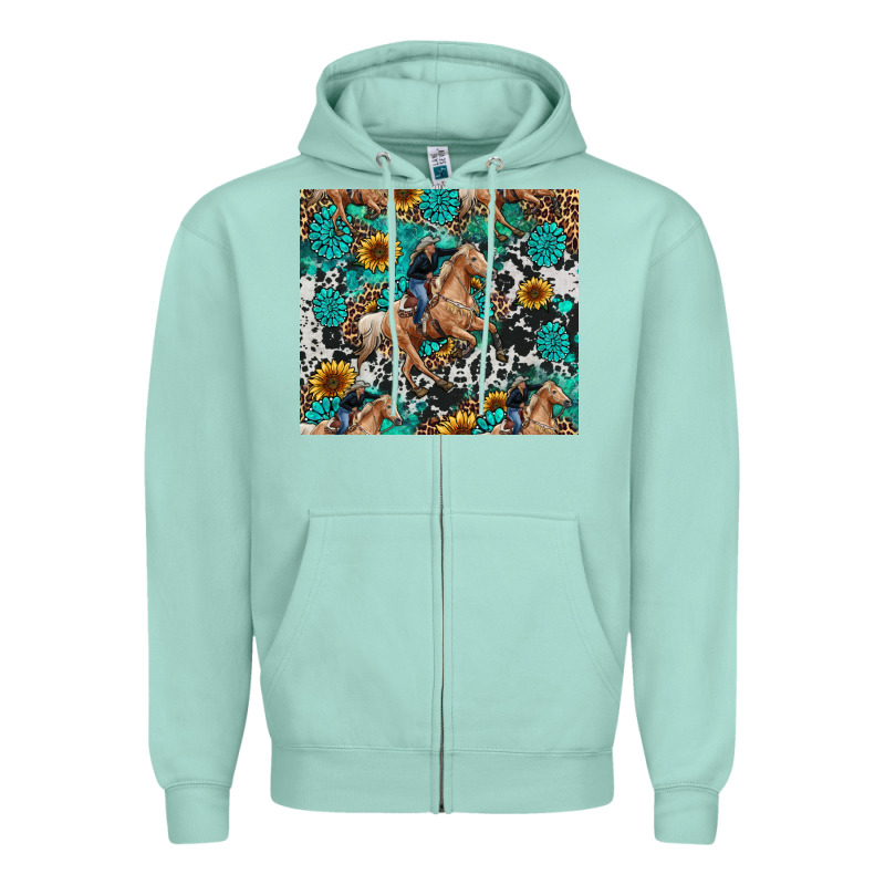 Cowgirl Sunflower Turquoise Zipper Hoodie by RanaPortraitStore | Teevron