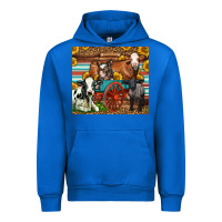 Cobalt Farm Animals On An Old Wagon Urban Hoodie - LillyAllenDesigns