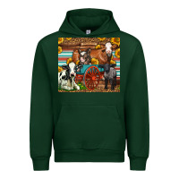 Forest Green Farm Animals On An Old Wagon Urban Hoodie - LillyAllenDesigns