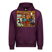 Mauve Wine Farm Animals On An Old Wagon Urban Hoodie - LillyAllenDesigns