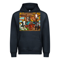 Navy Farm Animals On An Old Wagon Urban Hoodie - LillyAllenDesigns